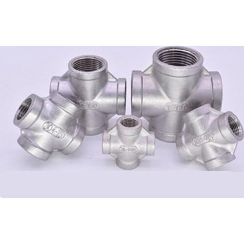 Stainless Steel 304 1/8" 1/4" 3/8" 1/2" 3/4" 1" 1-1/4" 1-1/2" Female BSP Thread Pipe Fitting 4 way Equal Cross Connector SS304