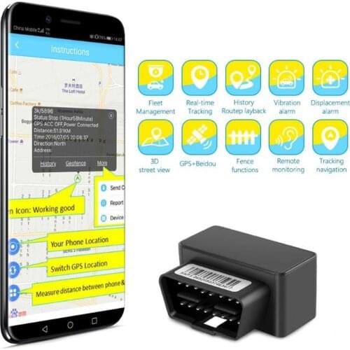 OBD II Real-time GPS Tracker Waterproof OBD2 Car Vehicle Tracking Device 16 Pin OBD GSM GPS Locator With Built-in Antenna