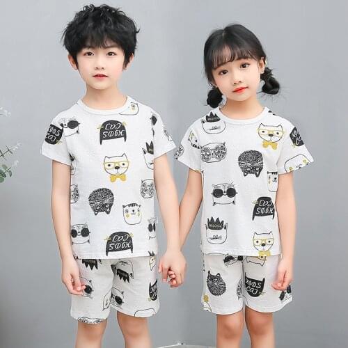 Girls Pajamas Set Kids Sleepwear Outfits Summer Homewear Girls Short Sleeve Pijamas for Boy Pajamas Suit Children Clothing
