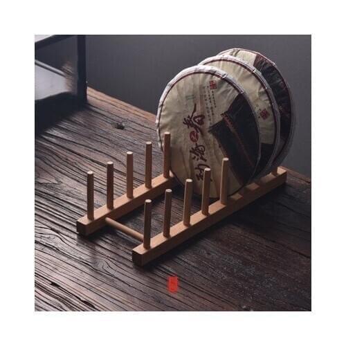 Pu 'er tea cake display real wood bracket tea gifts multilayer bamboo show Chinese tea ceremony with zero decoration
