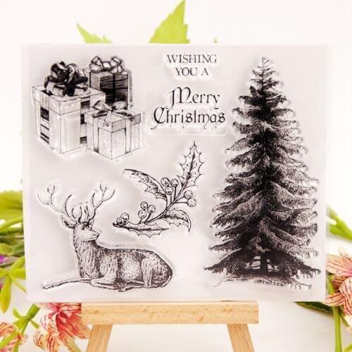 Christmas Transparent Stamps Deer and tree Clear Stamps for DIY Scrapbooking Card Making Album paper Craft silicon Decor