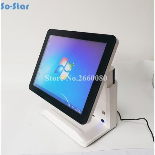 Touch POS System Terminal Machine 15'' Touch Panel LCD Monitor Screen with Small Customer Display Cash Register
