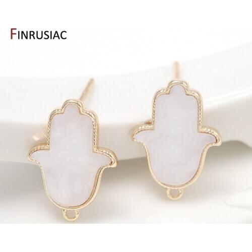 925 silver needle hypoallergenic palm shape hamsa earrings hooks earring charms diy making earrings jewelry accessories 14k gold