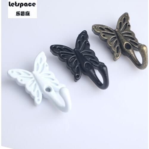 European curtain wall hooks iron hook butterfly hook bronze bag key hooks retro white black smallhooks
