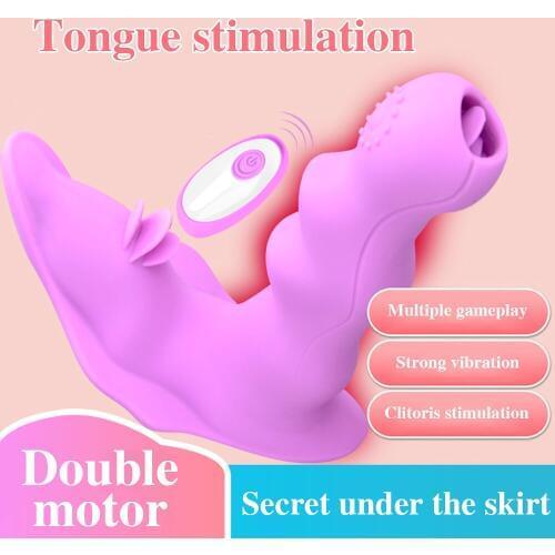 Wireless Remote Tongue Vibrator Invisible Wearable Butterfly Panty Vibrator Erotic Sex Toy For Female G Spot Clitoris Stimulator