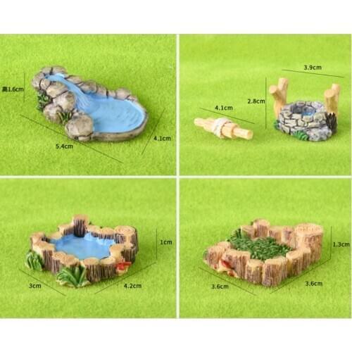 Vintage Pool Figurine Ponds Model Resin Craft Ornament Home Decoration Miniature Garden Fairy Glass Decor DIY Accessories