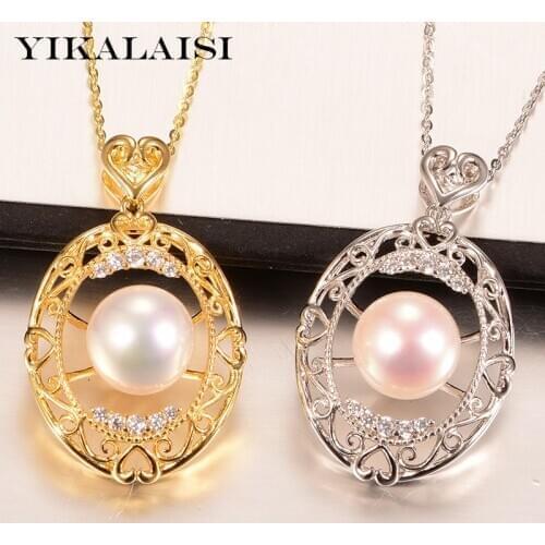 YIKALAISI 925 Sterling Silver Jewelry Pearl Pendants 2020 Fine Natural Oblate Pearl jewelry 10-11mm Pendants For Women wholesale