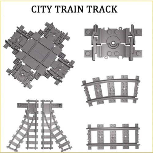 City Trains Track Rail Bricks Tracks Railway Create Building Blocks Toys Model Straight Curved Soft Flexible Uphill Track