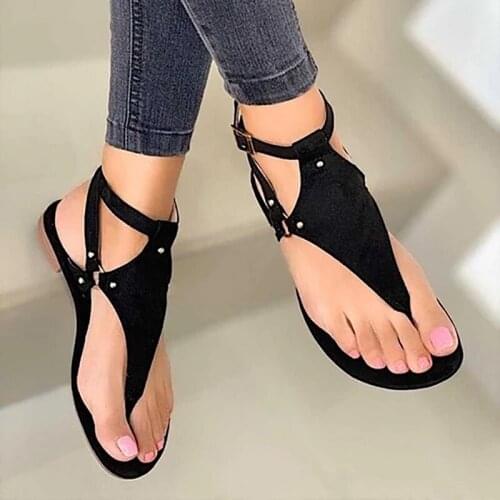 Women Sandals Summer Beach Flat Shoes Fashion Metal Rivet Buckle Strap Sandals Open Toe Sexy Ladies Sandals Women Summer Shoes