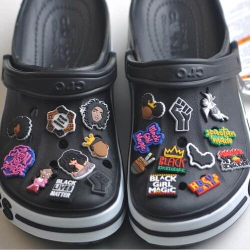 1PCS I Can Not Breathe Shoe Charms Soft PVC JIBZ For Croc Shoe Accessories Black lives matter fist BLM Shoes Buckle Decorations