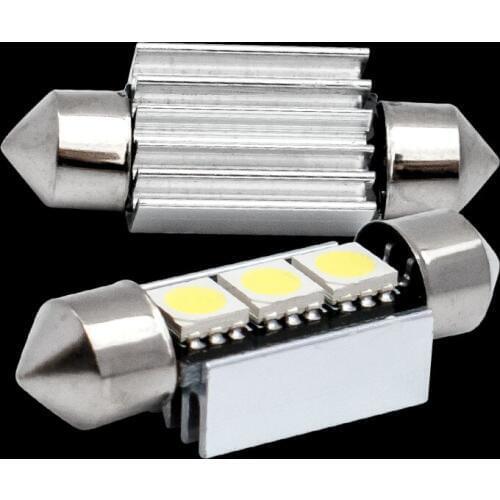 10pcs 36mm C5W C10W CANBUS NO Error Festoon 3 led 5050 smd auto Licence Plate Light Interior lamp Reading Lights white blue