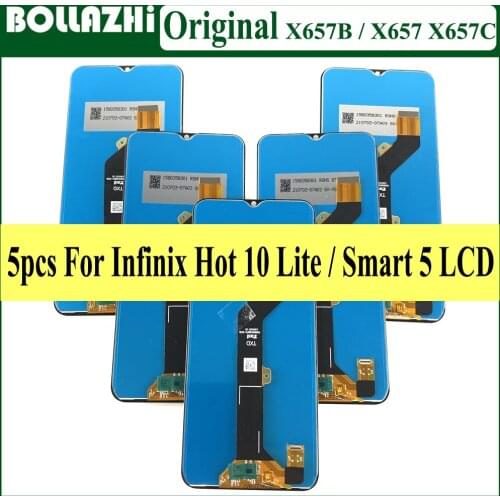 5 Piece For INFINIX Hot 10 Lite LCD Display And Touch Screen Digitizer Assembly 6.6 inch For Smart 5 X657 Screen Replacement