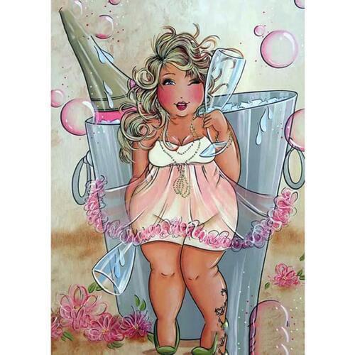 5D Diamond Embroidery Fat lady Full Square Diamond Painting Cross Stitch Kit Diamond Mosaic Decoration warm gift
