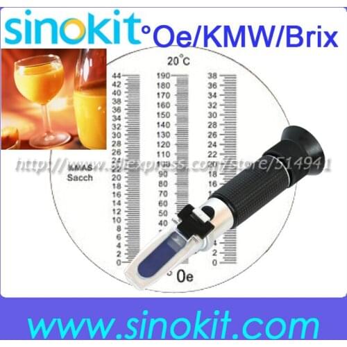 Free Shipping 0-190 'Oe, 0-38 KMW (Babo), 0-44%Brix Refractometer RHB-44SATC