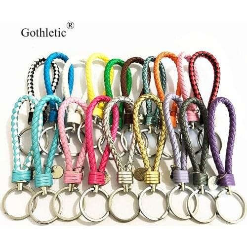 Gothletic Braided Leather Rope Key Chain Simple Loop Car Keyring Accessories for Women Men 7 Colors