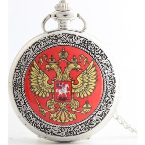 2020 Vintage Bronze silver Russias Double-headed Eagle Quartz Pocket Watch Men Women Russia Style Pendant Watches High Quality
