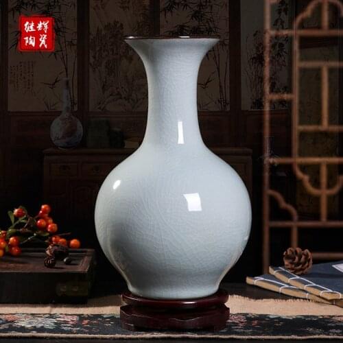 Jingdezhen white split glaze ice split glaze ceramic vase antique new Chinese crafts living room furnishings
