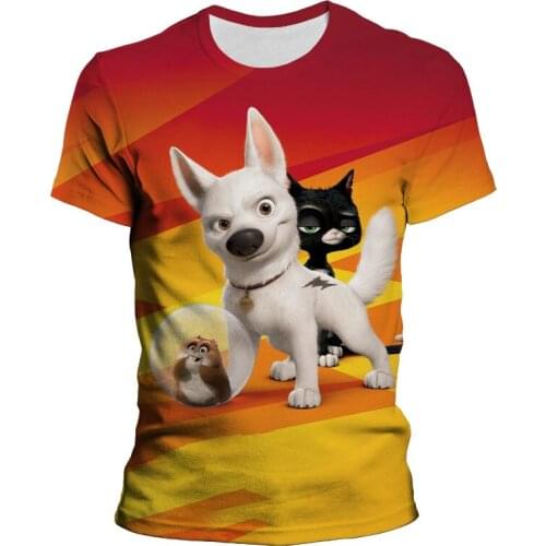 Boy Girl Kids T-shirts With Short Sleeves Disney Bolt 3D Print Summer Women T Shirt Cartoon Anime Mens Tee Shirts