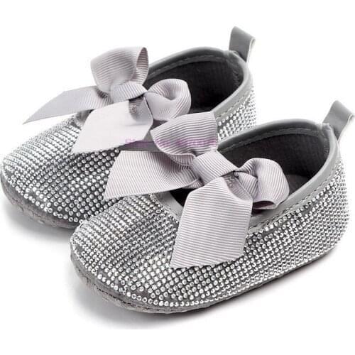 DHL 100pair Baby Girl Diamond Decoration With Bow Shoes Soft Sole Shoes Prewalker Party Princess Toddler Indoor Casual Shoes
