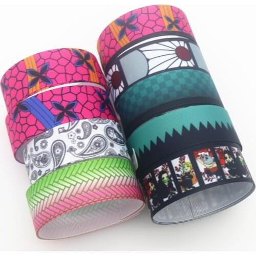 DUWES 50yards japan cartoon Printed Grosgrain Ribbon Accessory Hairbow Headwear Decoration DIY Wholesale OEM D1436