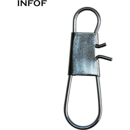 INFOF 200pcs Fishing Swivels Snap Hook Interlock Snap Steel Alloy 0/1/2/3/4/5/6 Feeder Carp Fishing Line Connector