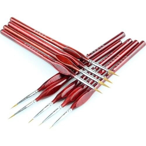 1PC Professional Sable Hair Red Wood Handle Painting Brush Miniature Art Brushes for Nail Art Nail Brushes Nail Tools T0733