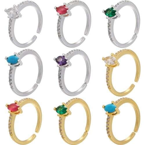 ZHUKOU gold silver color classic open crystal ring for women simple round ring Exquisite elegant party jewelry wholesale VJ239