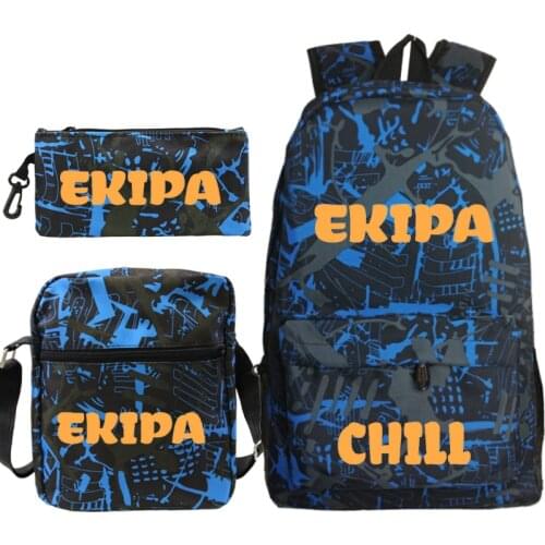 EKIPA Print Students Kids Backpack for Teenager Girls Boys Kawaii Backpacks Mochilas 3pcs School Bag with Shoulder Bag+pen Bag
