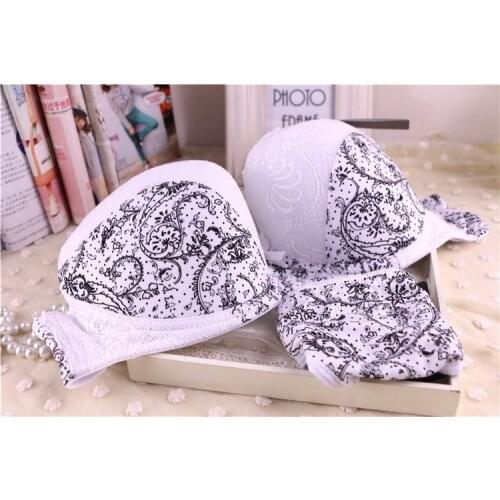 White Plus Size 36 38 40 C DD E cup Intimate Lingerie bra Set Lace Floral gay Underwear Push Up Bra T Set Secret Women B3
