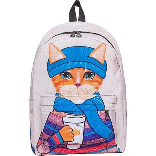 Cute Cat Backpacks School Bag Unisex Oxford Women Backpack Animal Prints Teenage Backpacks for Girls Funny Cats Mochila