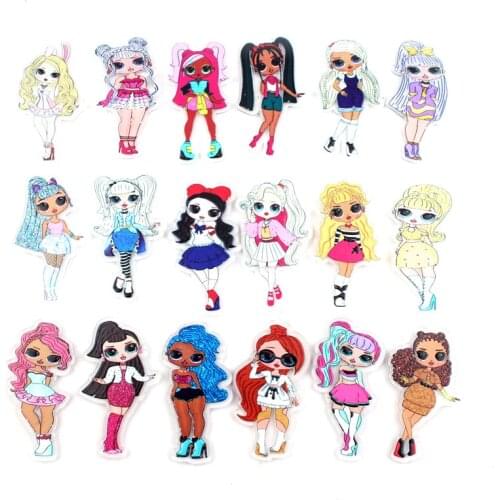 Mini Order 10pcs Kawaii Girl Resin Charms Ornament Accessories Acrlic Planar Embellishments Scrapbooking Pendant DIY 38*68mm