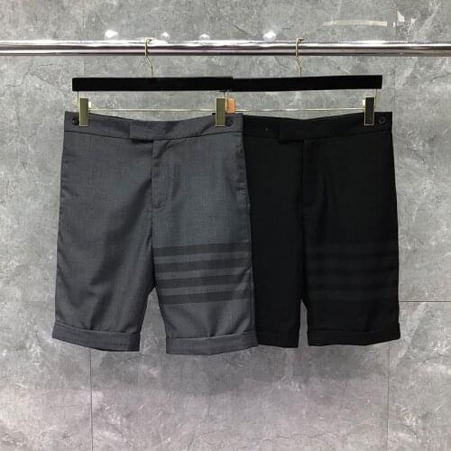 TB THOM Brand Suit Pant Wool Striped Short Formal Business Shorts Casual Five Point High Quality