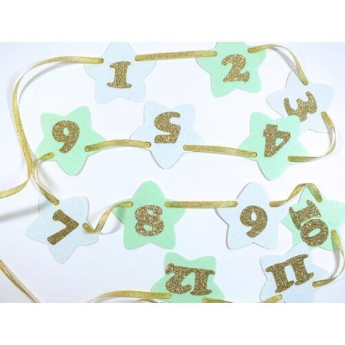 Mint and Baby Blue twinkle little star baby shower First Birthday party garlands banners buntings kids photo props decorations