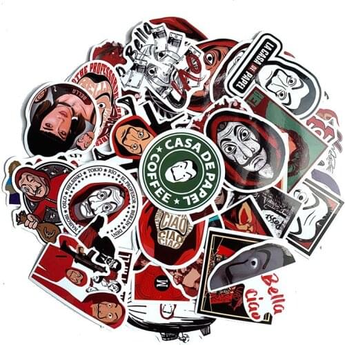 50PCS/Set TV Show Money Heist La Casa De Papel Sticker For Luggage Laptop Skateboard Motorcycle Bicycle Decal Stickers