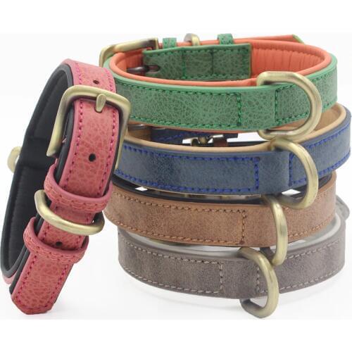 PU Leather Dog Collar Durable Necklack Collar for Small/Medium Dogs Bulldog Pup Dog Supplies Pet Accessories Products