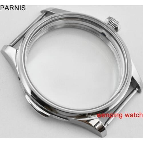 Parnis 44mm steel watch housing with Bottom cover screws fit eta 6497 6498 Asia st3600 st3620 movement mens watch P742