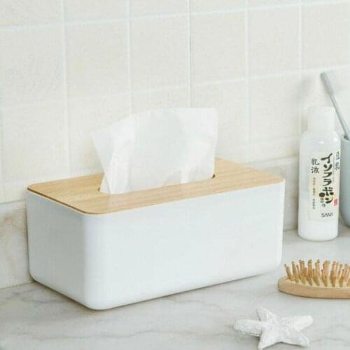 Plastic Tissue Box Modern Wooden Cover Paper with Oak Napkins Tools Organizer Home Holder Car Decoration