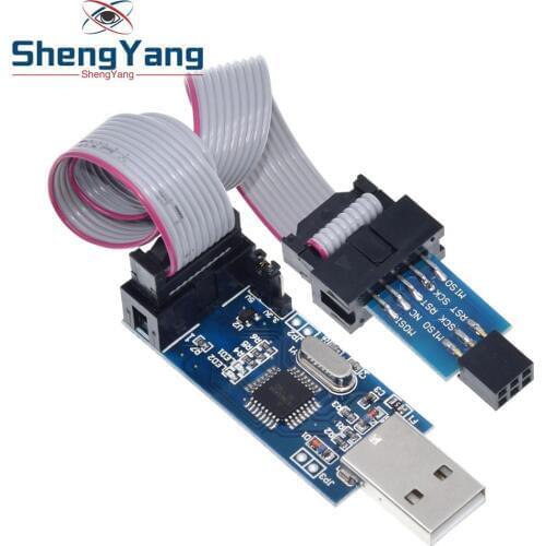 1Set 10Pin To 6 Pin Adapter Board + USBASP USBISP AVR Programmer USB ATMEGA8 ATMEGA128 ATtiny/CAN/PWM 10Pin Wire Module DIY