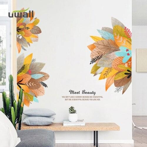 PVC Creative Leaf Wall Stickers Home Decor Living Room Bedroom Background Wall Decoration Self Adhesive Room Decor Sticker