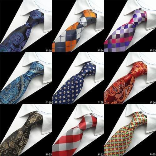 GUSLESON Silk Men Tie 8cm Plaid Paisley Neck Ties for Men Necktie Classic Wear Business Wedding Tie Party Gravatas 1200 Needles