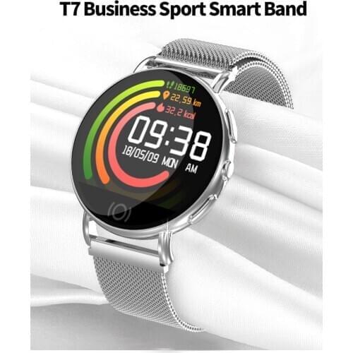 T7Hot season round screen metal wristband fashion male and female heart rate meter cool sports technology bracelet