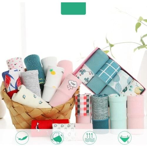 Women Cotton Body Shaper High Waist 4Pcs/set Panties Underwear Female Seamless Briefs Sexy Breathable LingeriePlus Size L-5X