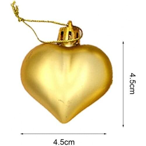 12Pcs/Box Plastic Heart Ornament for Christams Tree Decor Christmas balls Decorations for Home Hanging Wedding Heart Shape Suppl