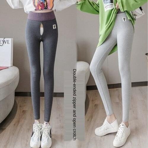 Outdoor Sex Pants For Women Leggings Womens Sexy Spring Autumn Winter Slim Stretch Laggings Zipper Open Crotch Sexual Trousers