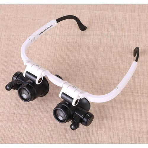 8X 15X 23X LED Illuminated Magnifying Glass Spectacle Glasses Type Magnifier Telescopic mirror legs for Dentist & phone Repair