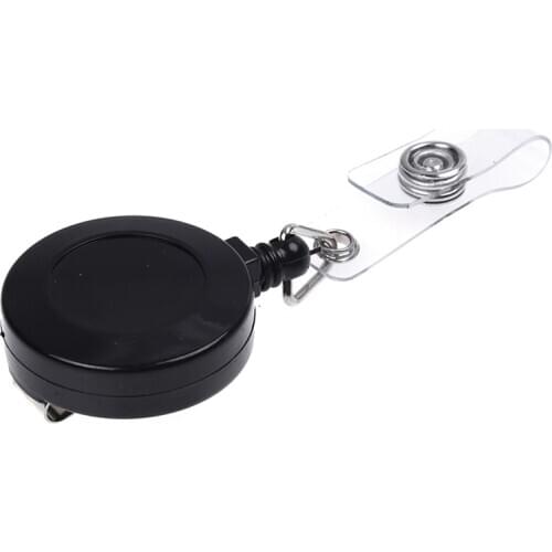 Recoil Retractable Yo Yo Key Ring PULL CHAIN Belt Clip ID CARD Holder Ski Pass - Black