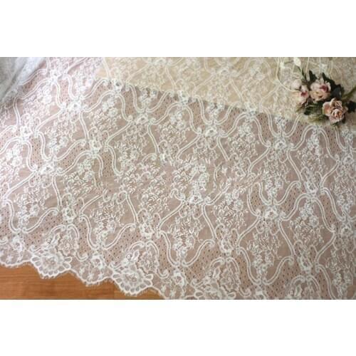 GLace 3M/Lot black and white European style eyelash lace fabric DIY wedding dress curtain wedding table cloth TX580