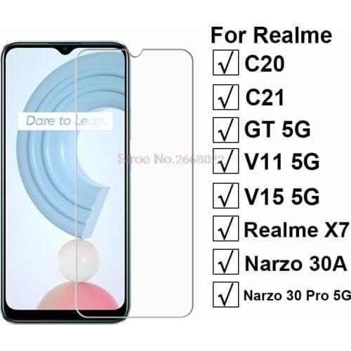 3-1PCS Screen Protector For Realme C20 C21 Glass on Realmi Realme X7 GT V11 V15 5G Pelicula for Realme Narzo 30A 30 Pro Vidrio