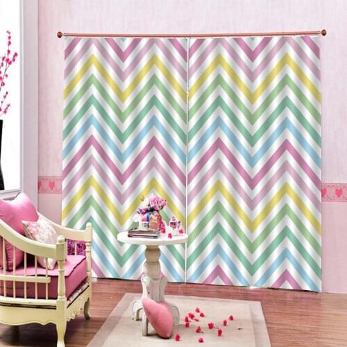 Custom Printed Colorful Geometric Wave Blackout Curtains Home Decor Window Curtains For Living Room Bedroom Kids Room
