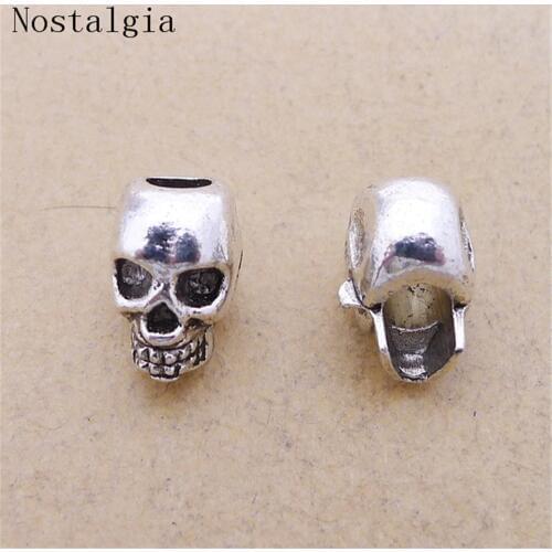 10pcsFashion Skull Big Hole Beads Fit Bracelet Skull European Big Hole Bead Charm Death Skull Head For Diy Necklace Jewelry Find